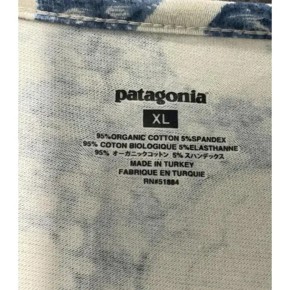 Patagonia Organic cototn Floral Dress XL Blue Green Wrap Bust Retro Boho - Picture 5 of 6